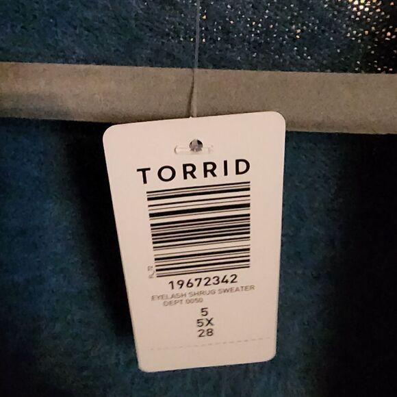 5X 28W Torrid Blue Shrug Eyelash Sweater Bolero Textured Knit Crop 90s Y2K Fuzzy - Picture 7 of 8